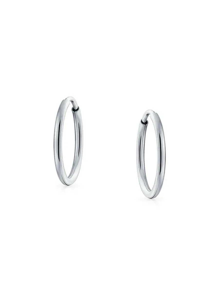 Серьги-кольца с полировкой, из стерлингового серебра Bling Jewelry — изображение 2 из 4, оттенок серебряный