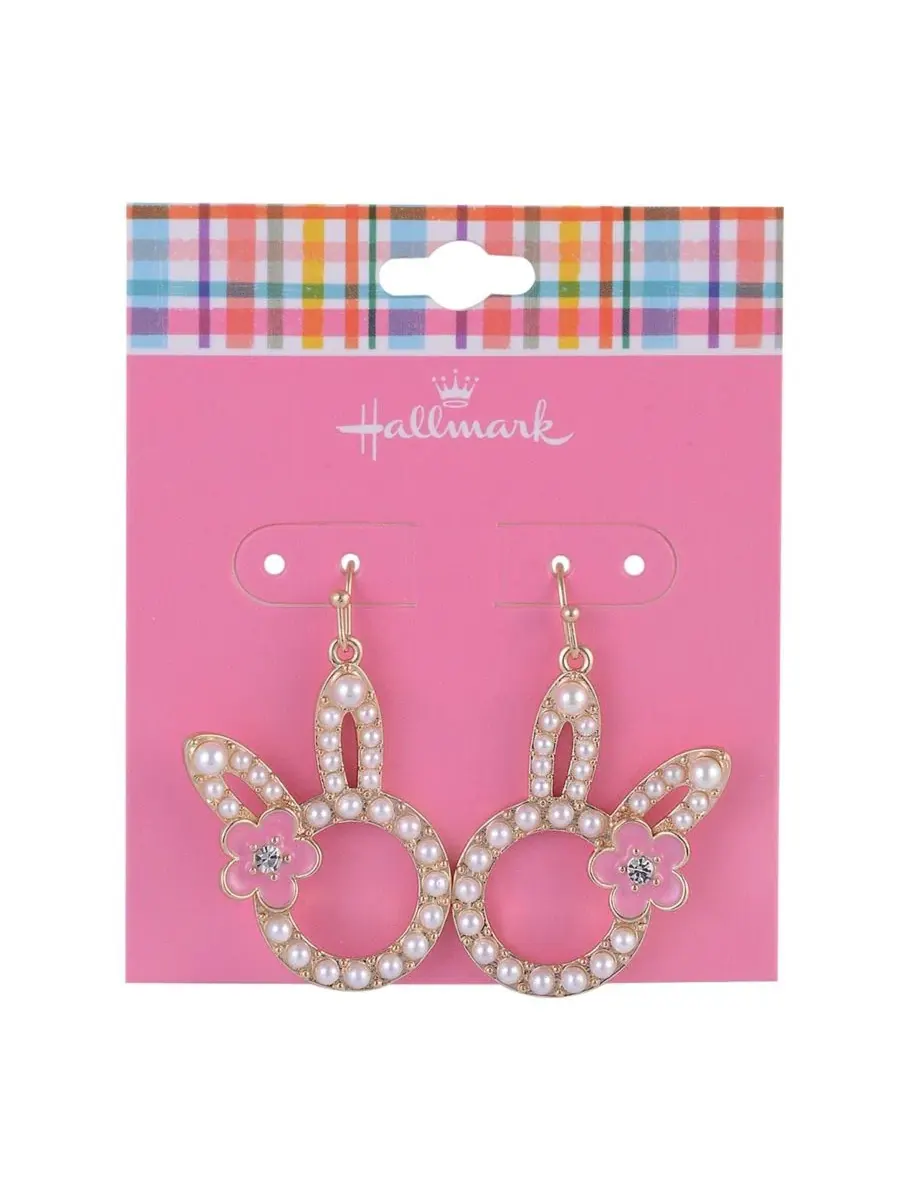 Серьги-пусеты с кроликом и жемчугом, модель Pearl Easter Bunny Hallmark — изображение 4 из 4, оттенок белый