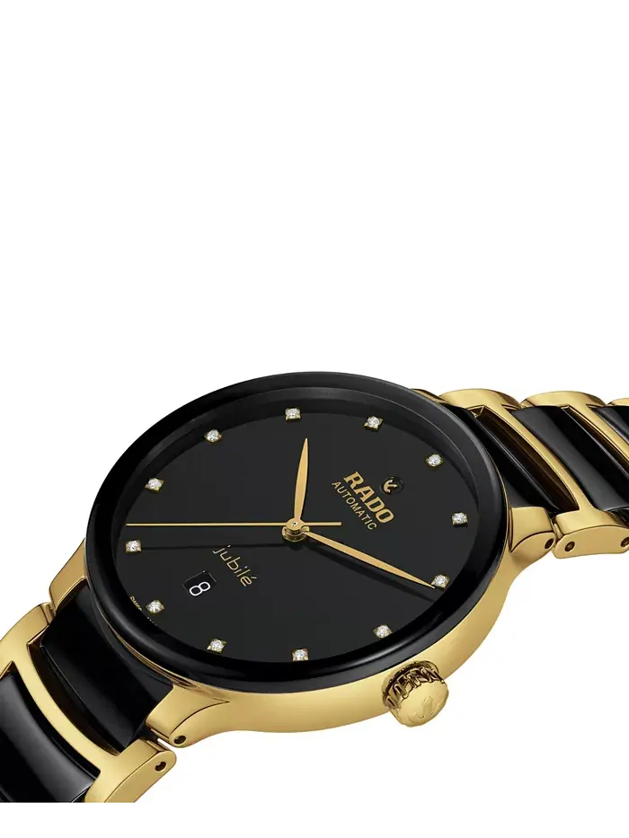 Унисекс-часы Swiss Automatic Centrix Diamond (1/10 ct. t.w.) с черным керамическим и золотым PVD — изображение 2 из 4