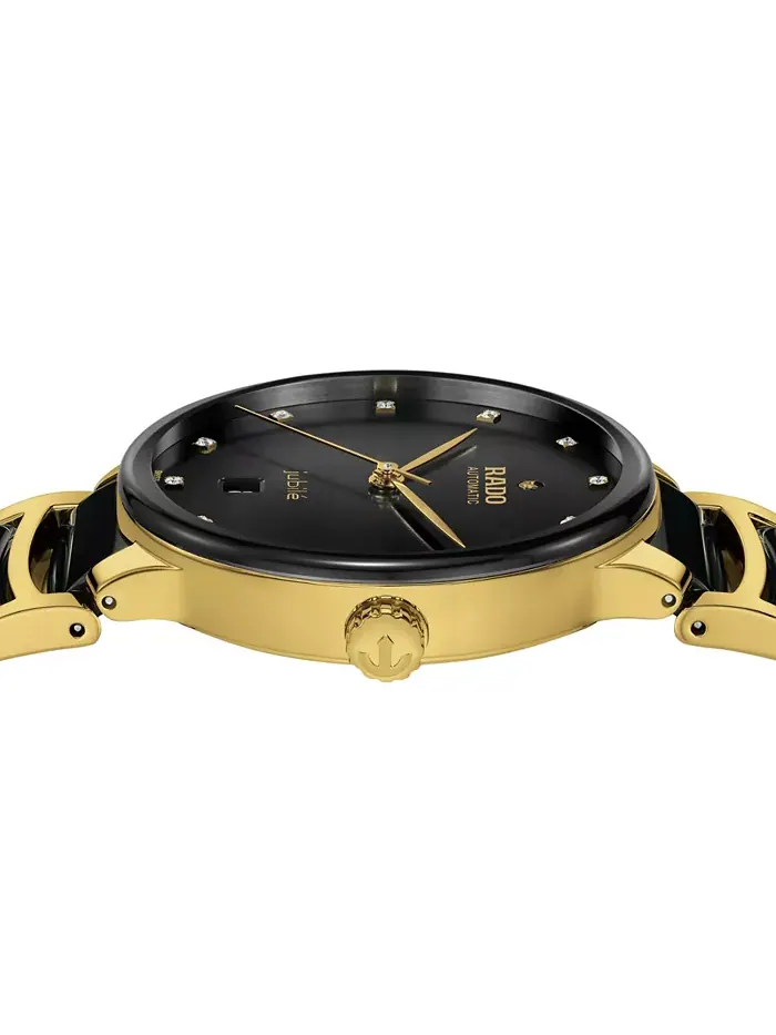Унисекс-часы Swiss Automatic Centrix Diamond (1/10 ct. t.w.) с черным керамическим и золотым PVD — изображение 3 из 4