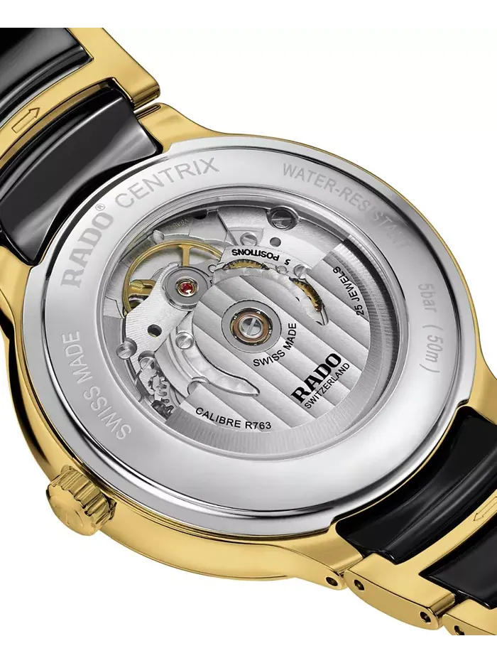 Унисекс-часы Swiss Automatic Centrix Diamond (1/10 ct. t.w.) с черным керамическим и золотым PVD — изображение 4 из 4