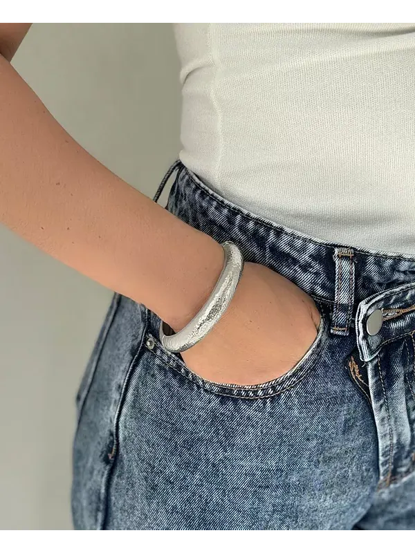 Серебряный текстурированный браслет Adornia — изображение 3 из 3