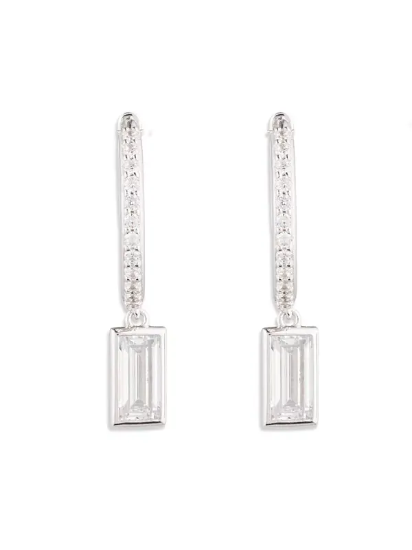 Серьги-Кольца из стерлингового серебра с кубическим цирконием Lauren Ralph Lauren — изображение 1 из 3, оттенок серебряный