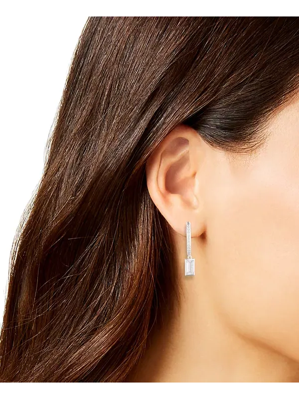 Серьги-Кольца из стерлингового серебра с кубическим цирконием Lauren Ralph Lauren — изображение 3 из 3, оттенок серебряный