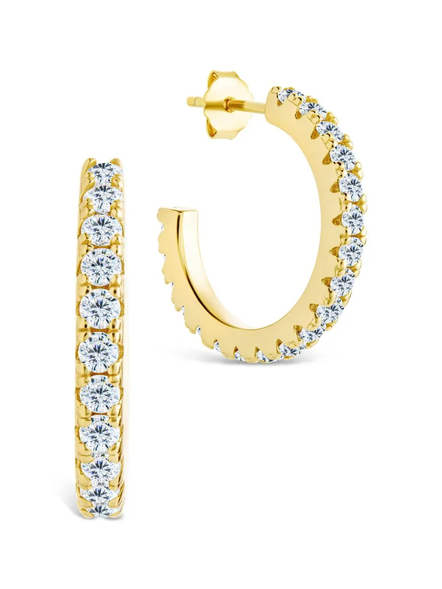 Серьги-кольца Eleri из стерлингового серебра с фианитами - 0,75 дюйма Sterling Forever — изображение 1 из 5, оттенок золото
