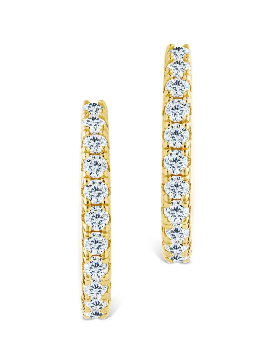 Серьги-кольца Eleri из стерлингового серебра с фианитами - 0,75 дюйма Sterling Forever — изображение 2 из 5, оттенок золото