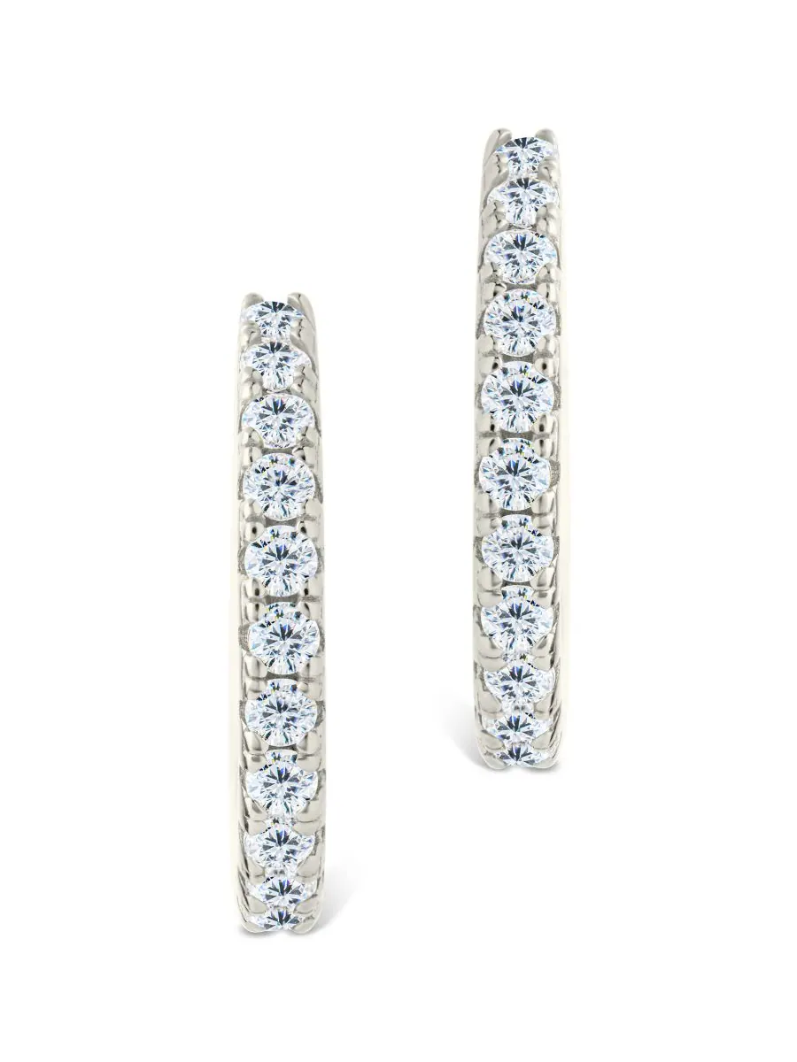 Серьги-кольца Eleri из стерлингового серебра с фианитами - 0,75 дюйма Sterling Forever — изображение 2 из 5