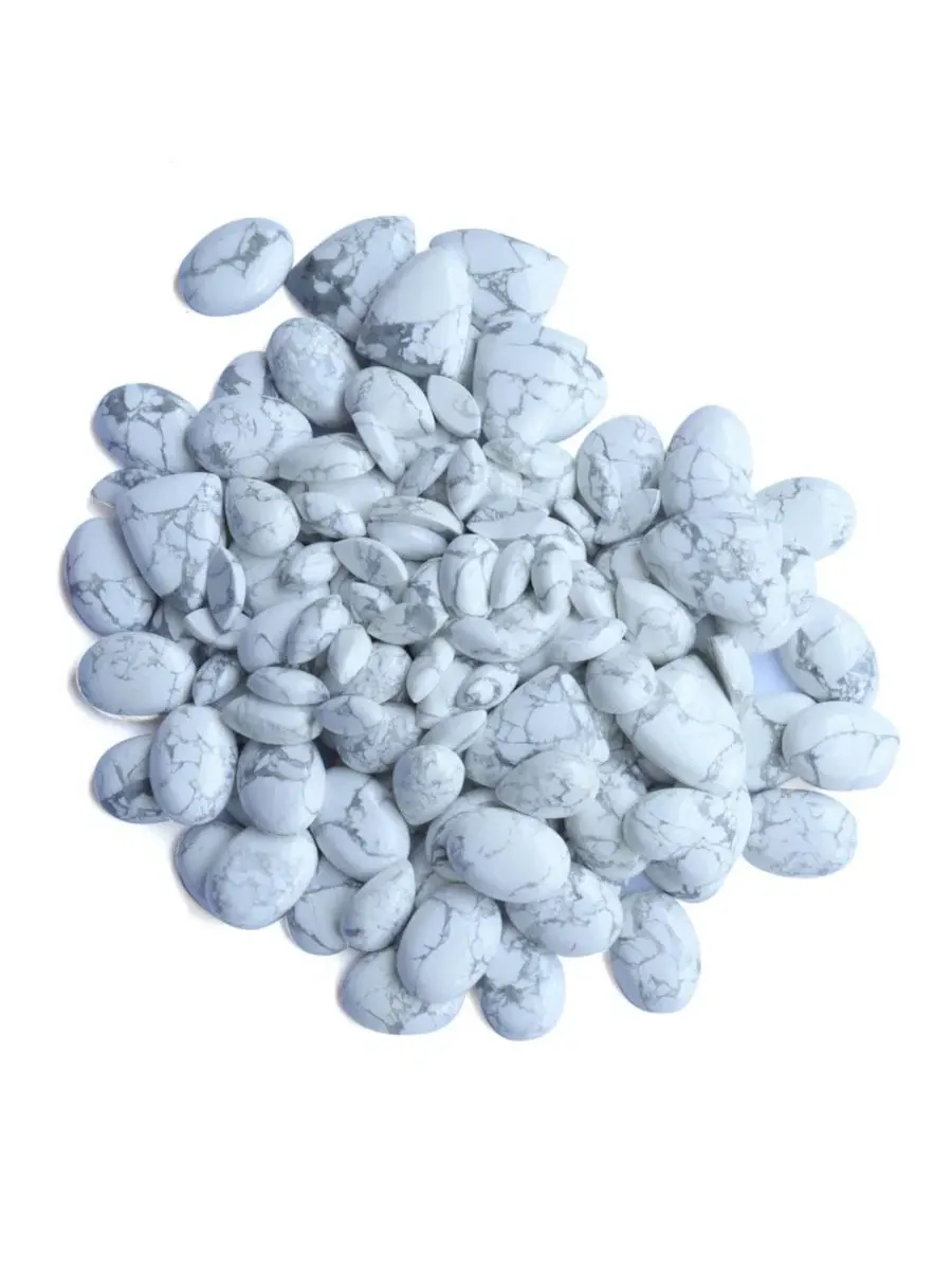 Кольцо из стерлингового серебра с овальным кабошоном White Howlite, Rope Scallop Design — изображение 6 из 7, оттенок белый
