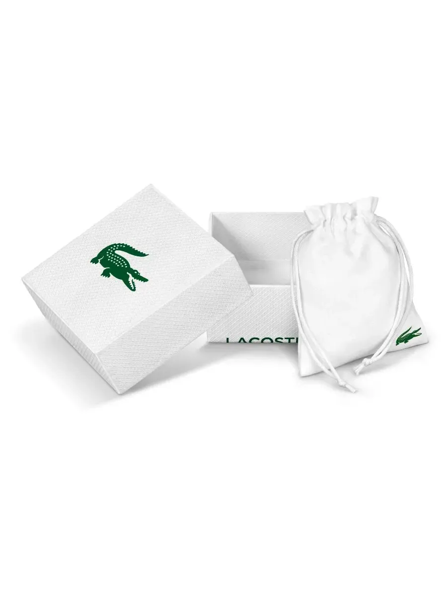 Браслет-пружинка Courtline из стали с зеленой эмалью и кристаллами Lacoste — изображение 3 из 3, оттенок серебряный