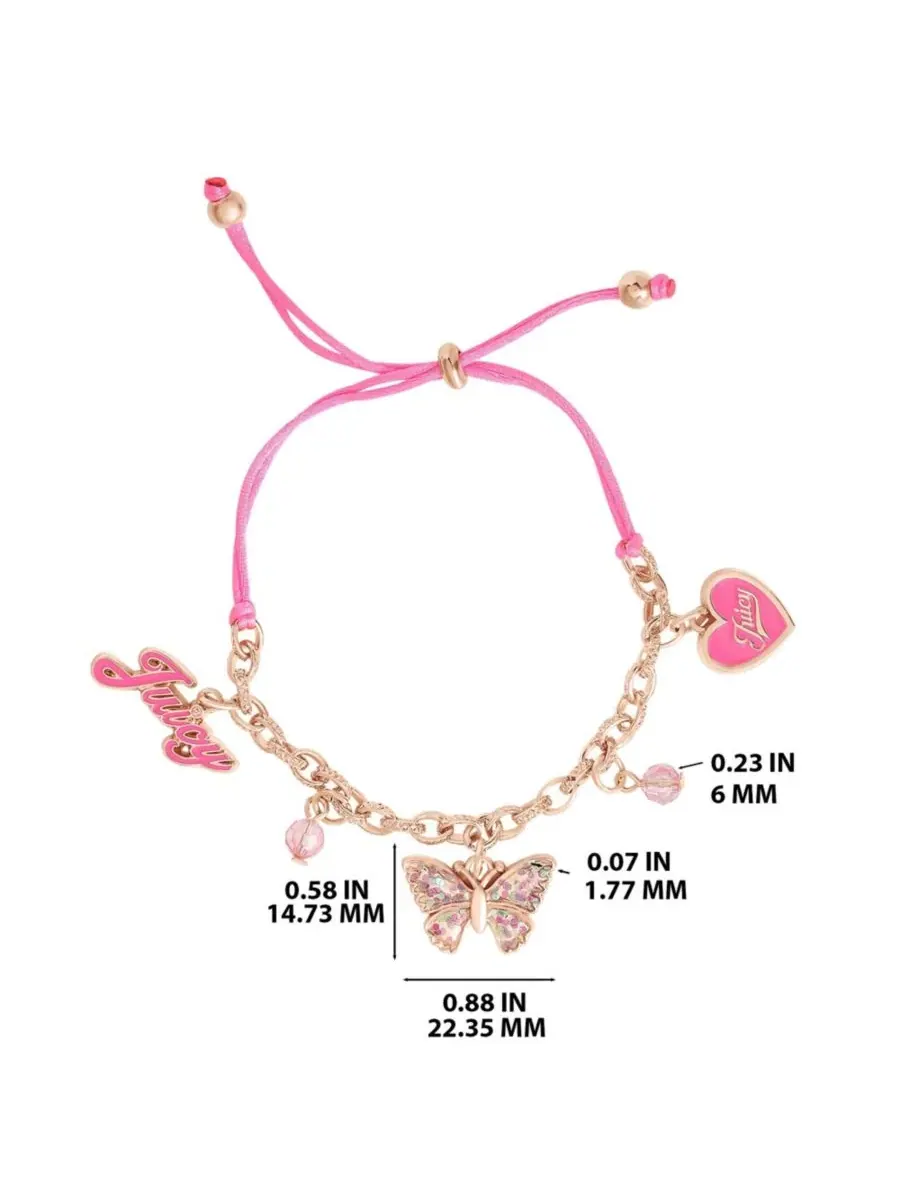 Браслет-шарм с бабочками Juicy Couture Kids — изображение 2 из 2, оттенок розовый