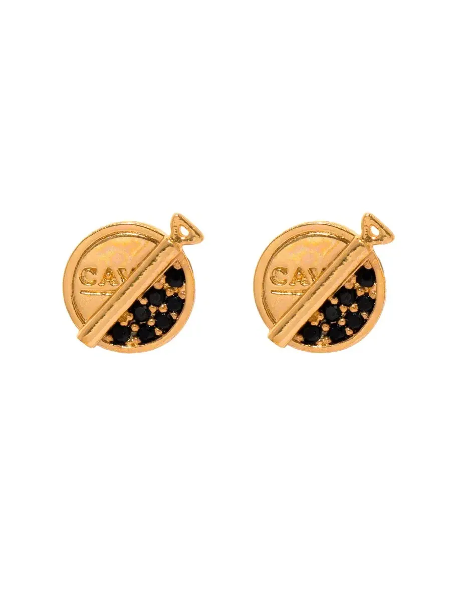Серьги-гвоздики с кристаллами, модель Crystal Premium Caviar Stud Girls Crew — изображение 1 из 3, оттенок золото