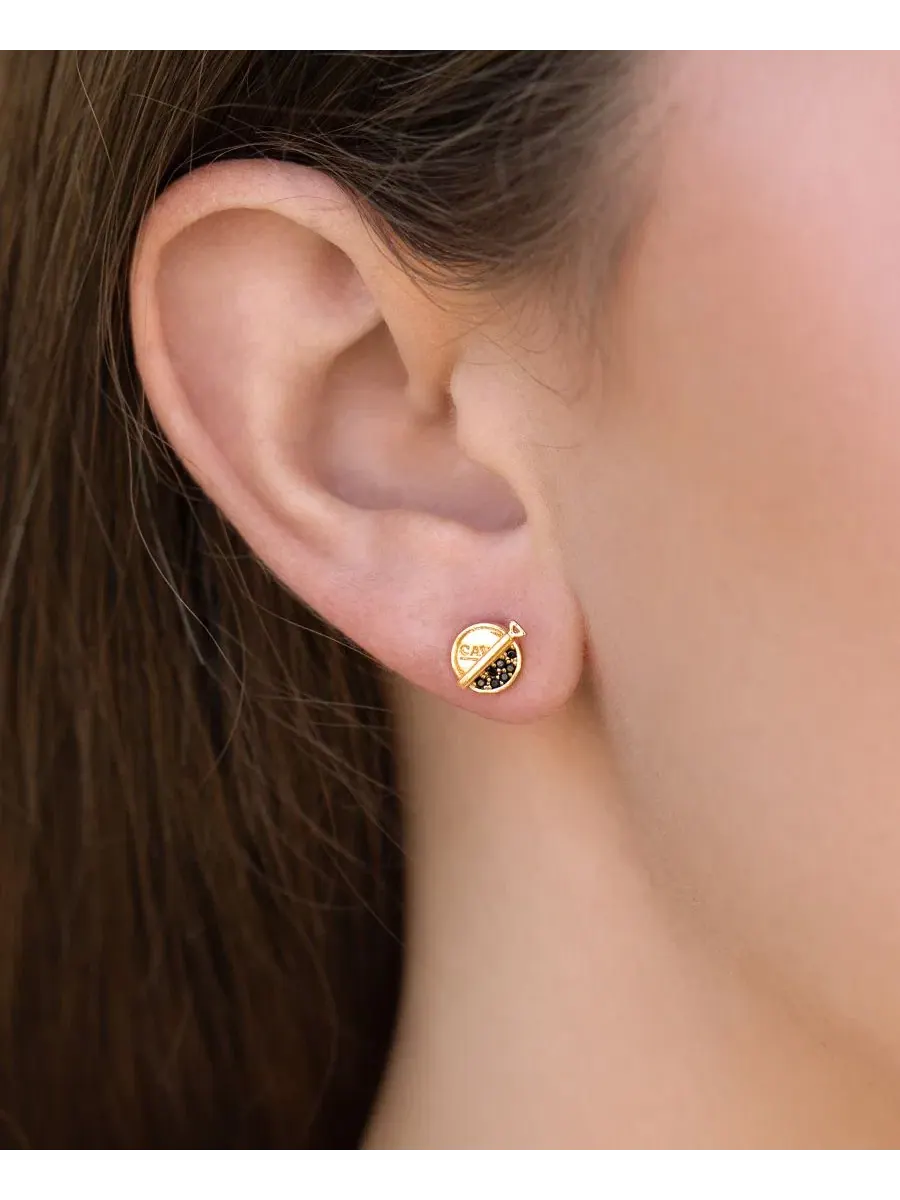 Серьги-гвоздики с кристаллами, модель Crystal Premium Caviar Stud Girls Crew — изображение 3 из 3, оттенок золото