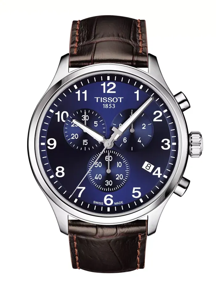 Мужские швейцарские часы Chrono XL Classic T-Sport с хронографом, коричневый кожаный ремешок, 45 мм — изображение 1 из 12