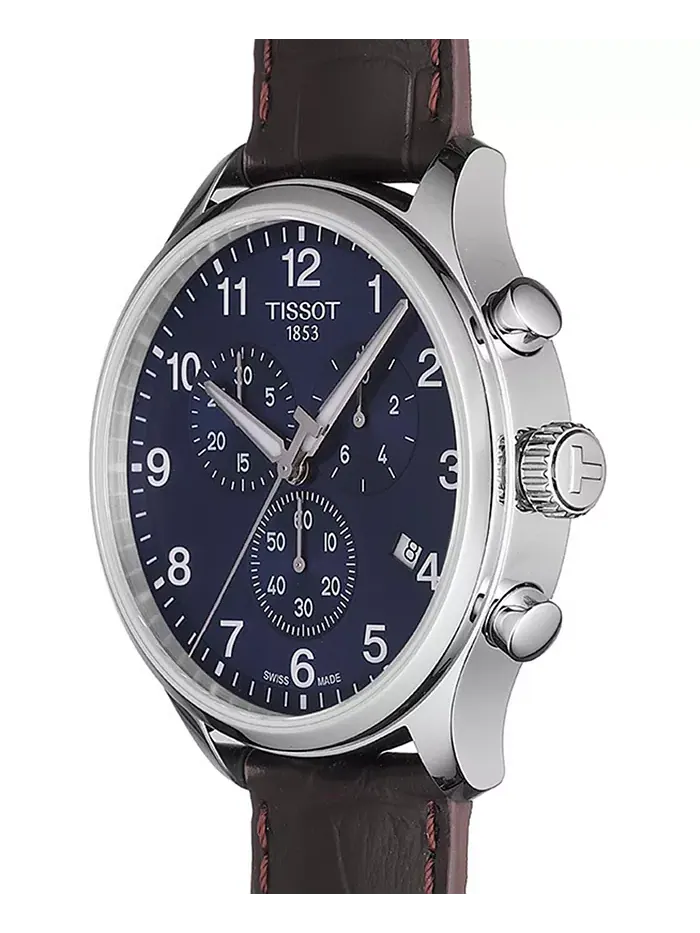 Мужские швейцарские часы Chrono XL Classic T-Sport с хронографом, коричневый кожаный ремешок, 45 мм — изображение 7 из 12