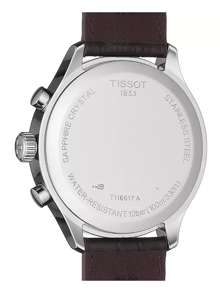 Мужские швейцарские часы Chrono XL Classic T-Sport с хронографом, коричневый кожаный ремешок, 45 мм — изображение 8 из 12