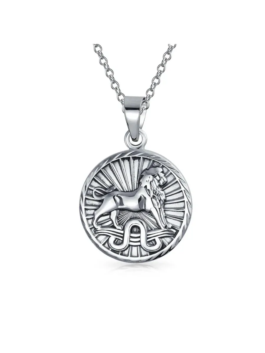 Подвеска-медальон с символом зодиака Лев из серебра 925 пробы Bling Jewelry — изображение 1 из 3, оттенок серебряный