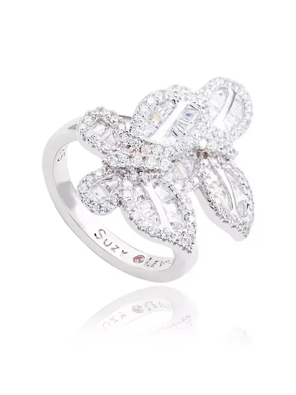 Кольцо Suzy Levian из стерлингового серебра с двумя бабочками и кубическим цирконием Suzy Levian — изображение 2 из 3