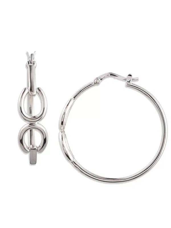 Серьги-Кольца из стерлингового серебра с удилами Lauren Ralph Lauren — изображение 2 из 3, оттенок серебряный