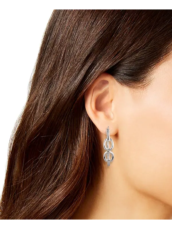 Серьги-Кольца из стерлингового серебра с удилами Lauren Ralph Lauren — изображение 3 из 3, оттенок серебряный