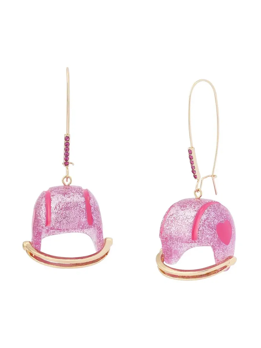 Серьги-подвески с футбольным шлемом Betsey Johnson — изображение 1 из 3, оттенок розовый/золотистый