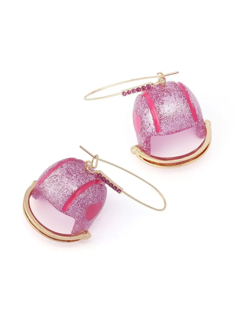 Серьги-подвески с футбольным шлемом Betsey Johnson — изображение 2 из 3, оттенок розовый/золотистый