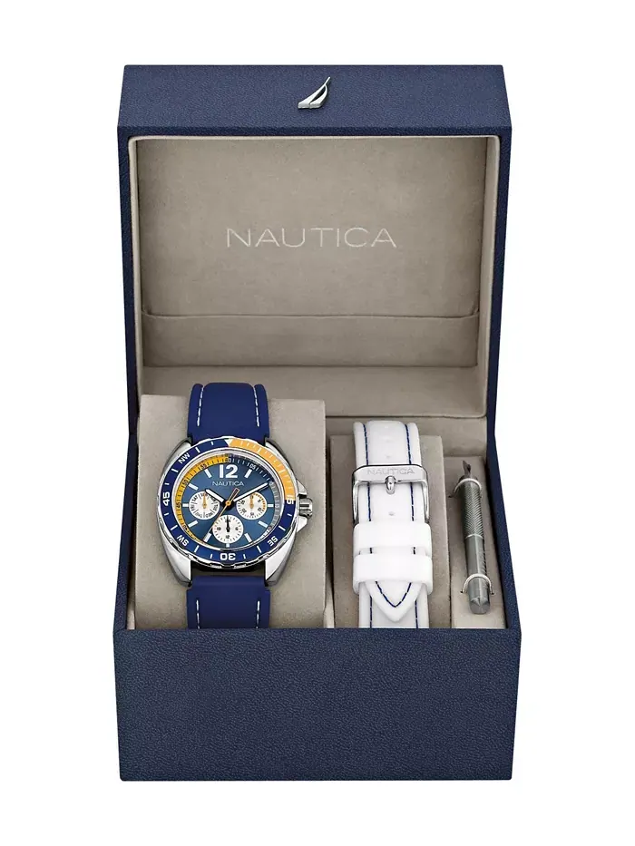Мужские часы N09915G Sport Ring Multifunction с ремешком из синего пластика и белым пластиковым