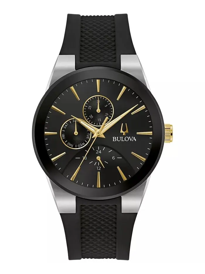 Мужские часы с хронографом Modern Millennia, черный силиконовый ремешок, 41 мм Bulova — изображение 1 из 3