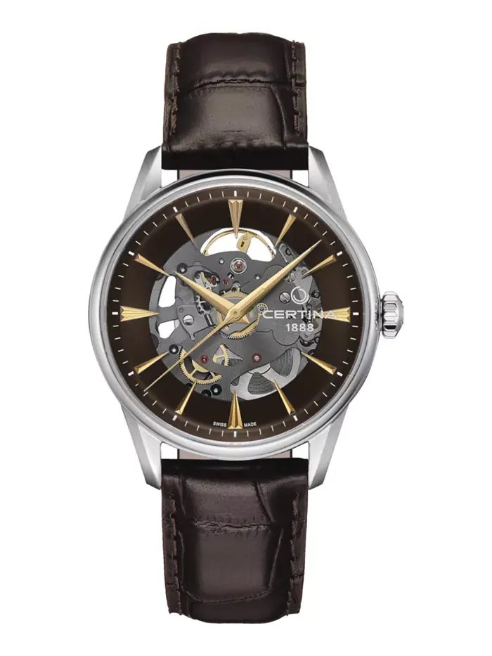 Мужские автоматические часы Swiss Automatic DS-1 Skeleton с черным ремешком, 40 мм Certina — изображение 1 из 4