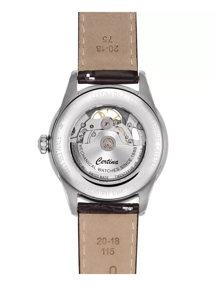 Мужские автоматические часы Swiss Automatic DS-1 Skeleton с черным ремешком, 40 мм Certina — изображение 2 из 4