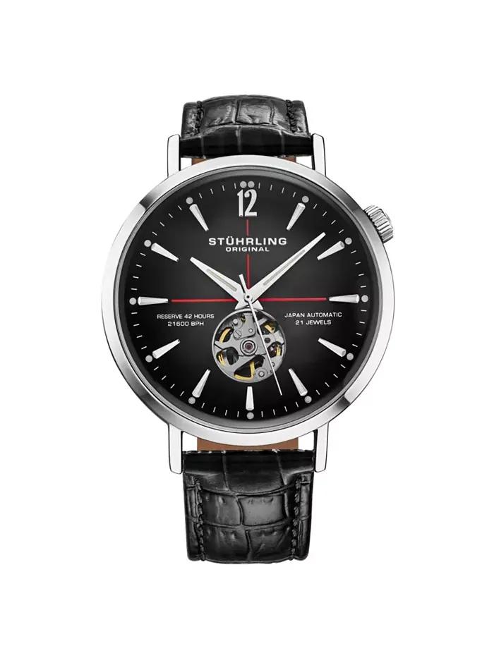 Мужские часы 1021 Quasar Skeleton Automatic, 42 мм Stuhrling — изображение 1 из 4, оттенок черный