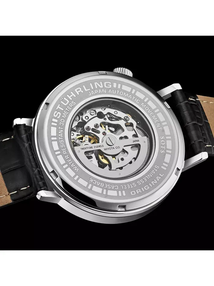 Мужские часы 1021 Quasar Skeleton Automatic, 42 мм Stuhrling — изображение 4 из 4, оттенок черный