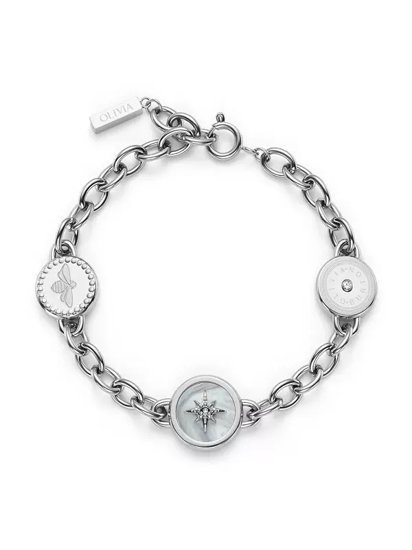 Серебряный браслет с фирменными подвесками Olivia Burton — изображение 1 из 4, оттенок золото