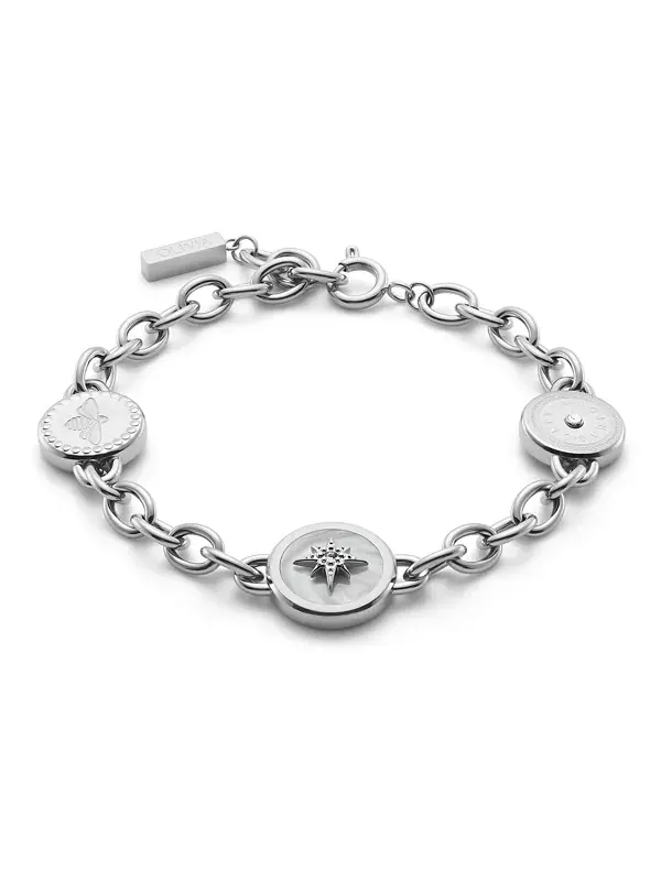 Серебряный браслет с фирменными подвесками Olivia Burton — изображение 2 из 4, оттенок золото