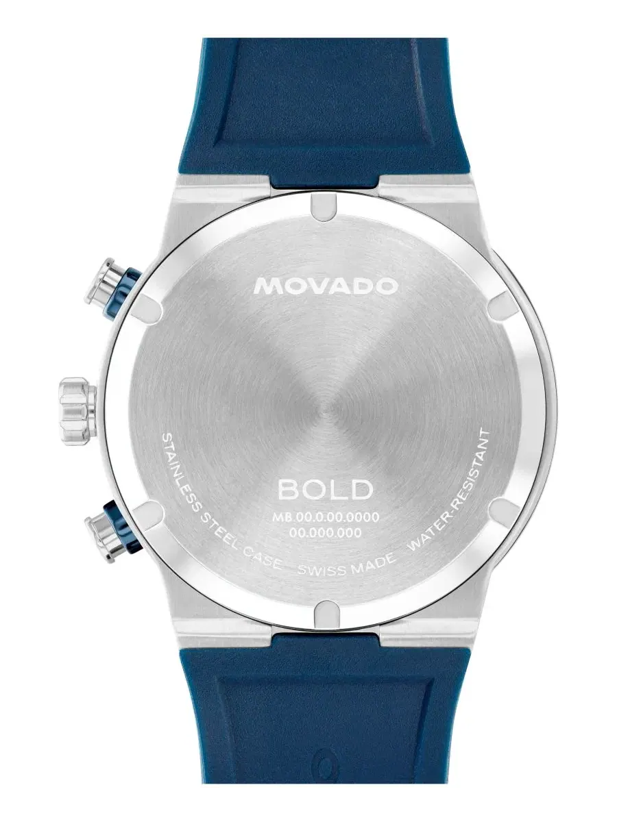 Мужские часы Bold Fusion Swiss Quartz Chrono с синим силиконовым ремешком, диаметр 44,50 мм Movado — изображение 3 из 3