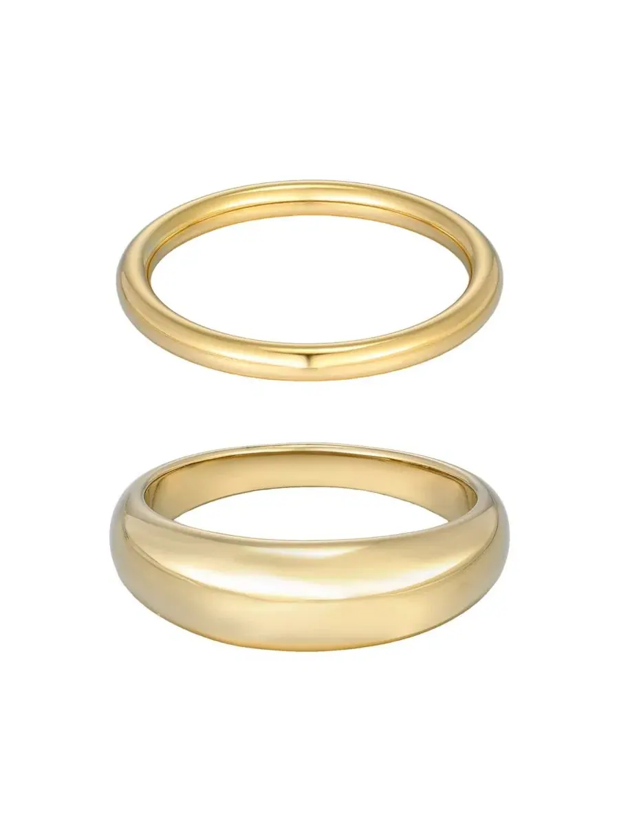 Комплект колец без потускнения с позолотой 18k, модель Chunky Dome ADORNIA — изображение 1 из 5