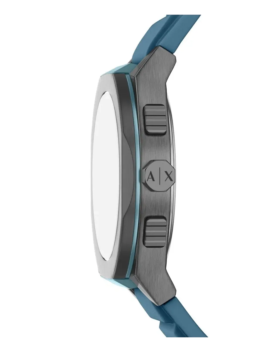 Мужские кварцевые часы-хронограф Armani Exchange Sync с синим силиконовым ремешком, 44 мм A|X — изображение 2 из 9