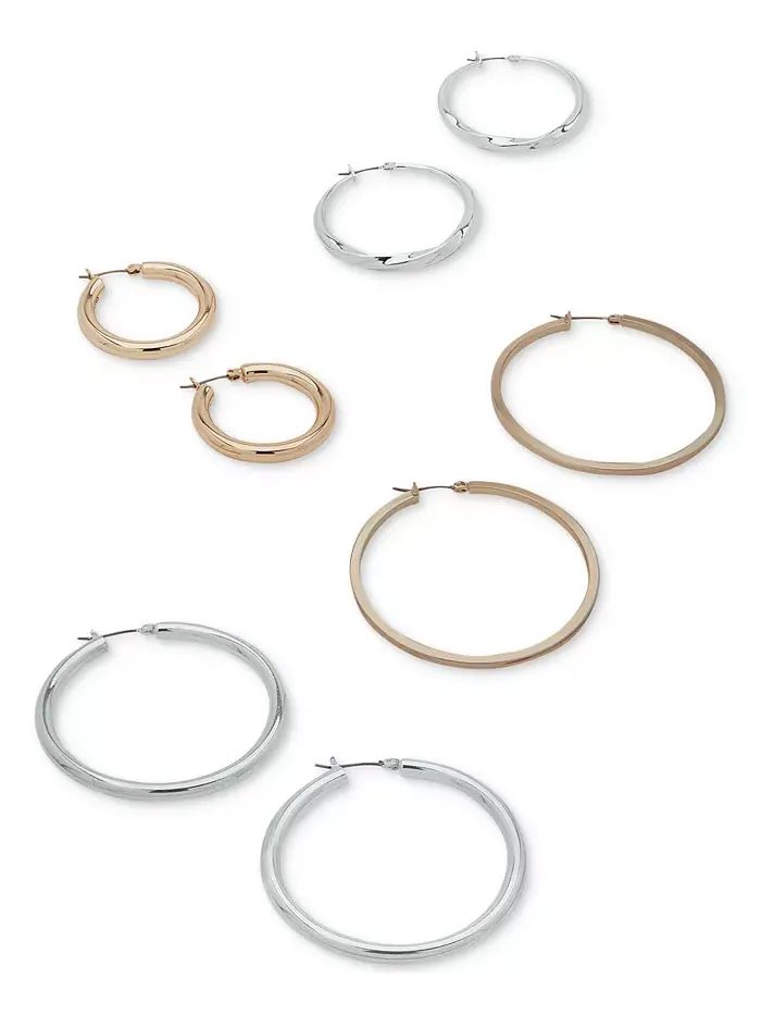 Серьги-кольца толщиной 1 1/5 дюйма DKNY — изображение 3 из 3, оттенок серебряный