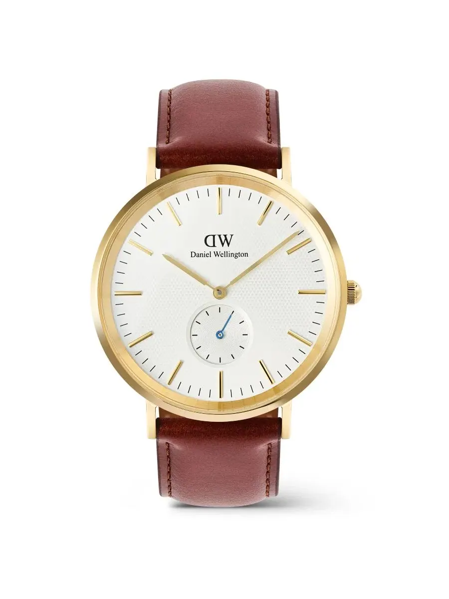 Мужские наручные часы с коричневым кожаным ремешком, 40 мм Daniel Wellington — коричневый
