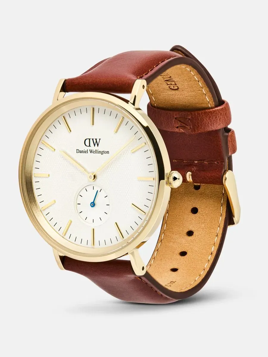 Мужские наручные часы с коричневым кожаным ремешком, 40 мм Daniel Wellington — изображение 2 из 5, оттенок коричневый