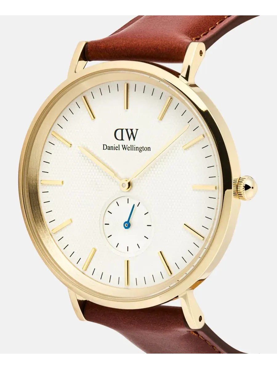 Мужские наручные часы с коричневым кожаным ремешком, 40 мм Daniel Wellington — изображение 3 из 5, оттенок коричневый