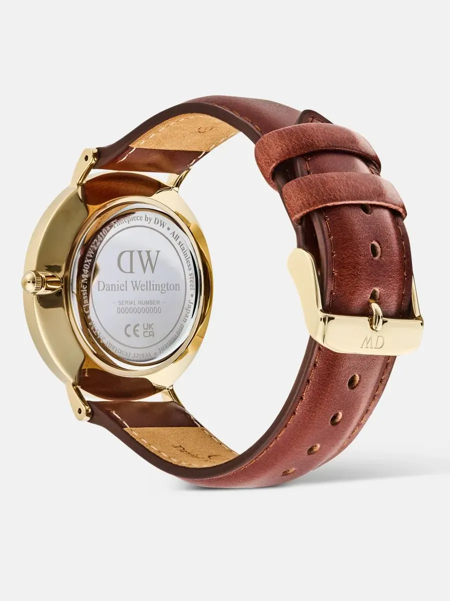 Мужские наручные часы с коричневым кожаным ремешком, 40 мм Daniel Wellington — изображение 4 из 5, оттенок коричневый