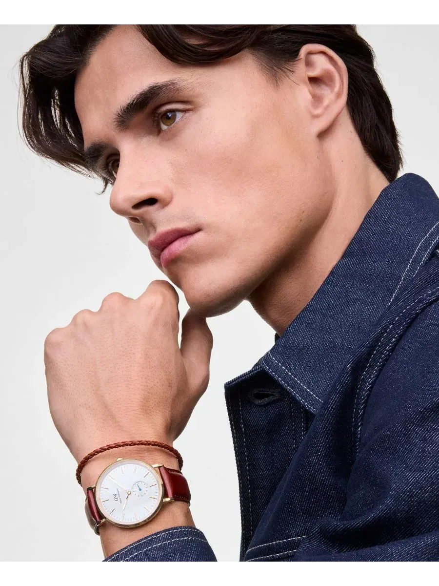Мужские наручные часы с коричневым кожаным ремешком, 40 мм Daniel Wellington — изображение 5 из 5, оттенок коричневый
