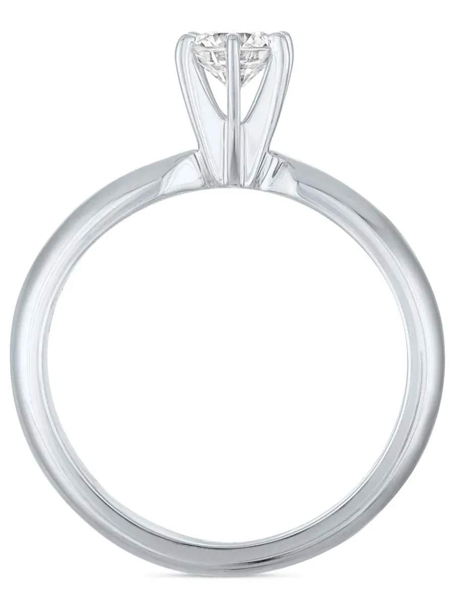 Обручальное кольцо с бриллиантом 1/2 карата, 14k белое золото GIA Certified Diamonds — изображение 3 из 4, оттенок золотистый
