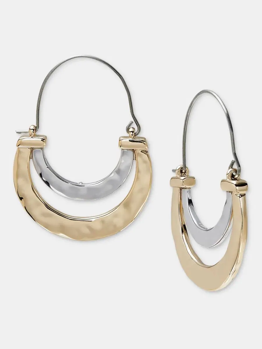 Серьги-полукольца с двойным рядом Style & Co — изображение 1 из 3, оттенок мульти