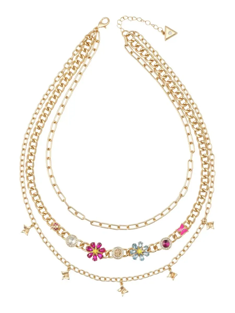 Комплект из 3 колье с разноцветными камнями, Layered Necklace GUESS — изображение 2 из 4, оттенок мульти