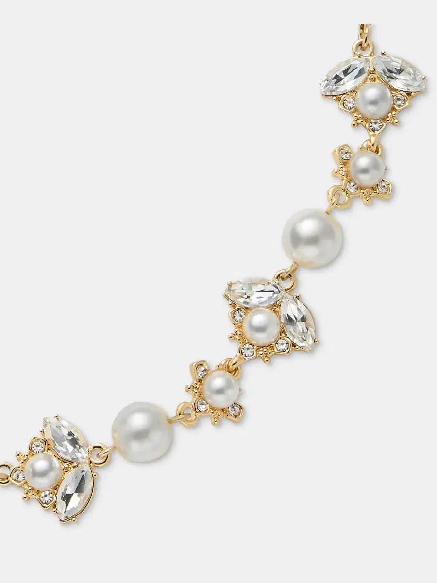 Колье с кристаллами и жемчугом Marchesa — изображение 2 из 5, оттенок серебряный