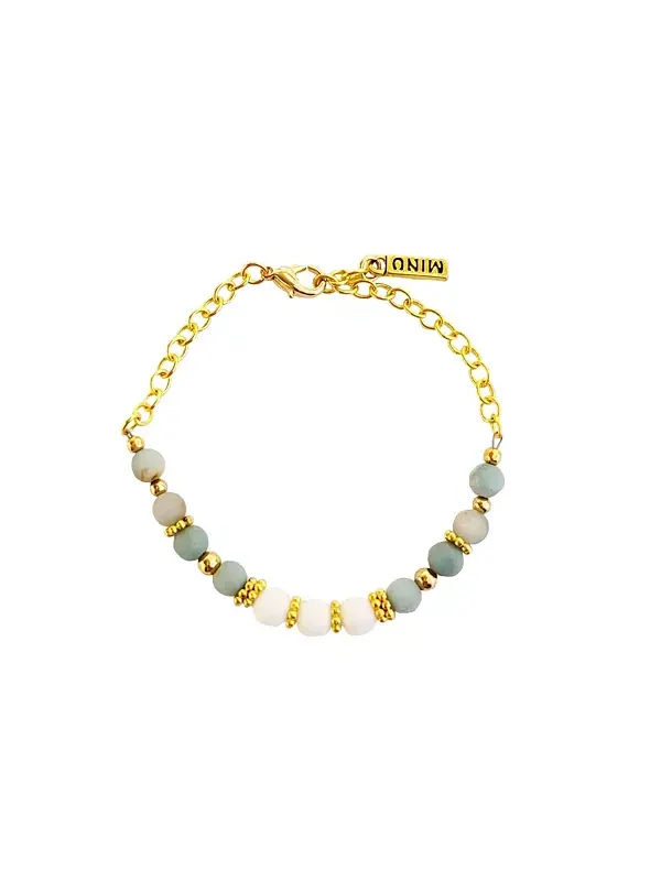 Женский браслет Nurelle Ain с бусинами из амазонита и белого нефрита Minu Jewels
