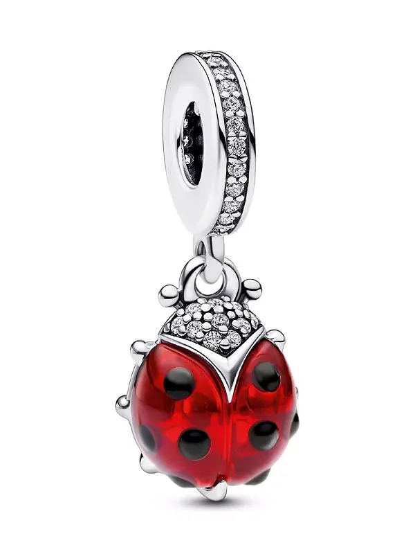 Подвеска в виде красной божьей коровки из смешанных камней Pandora — изображение 1 из 3, оттенок красный