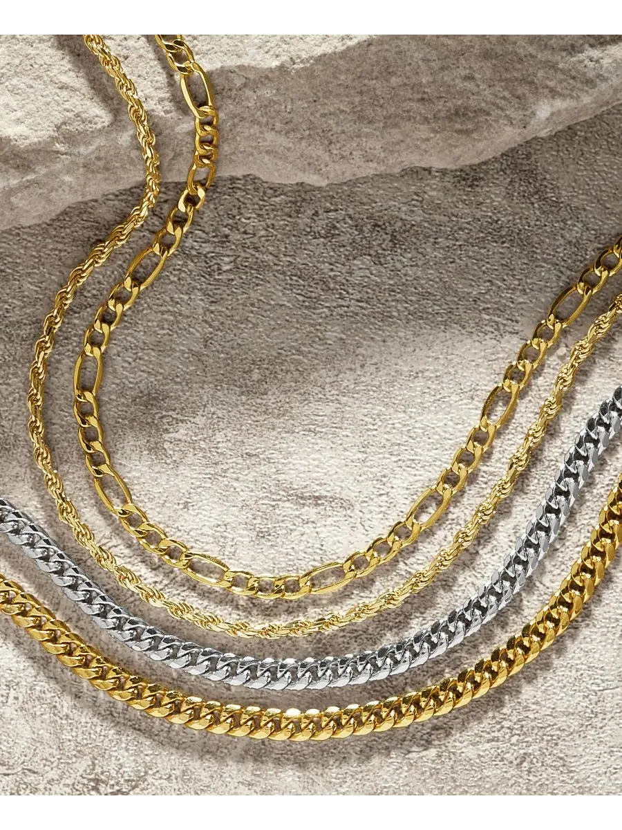 Легкое колье Figaro Link длиной 56 см (5-3/4 мм) из 14-каратного золота Italian Gold — изображение 7 из 8