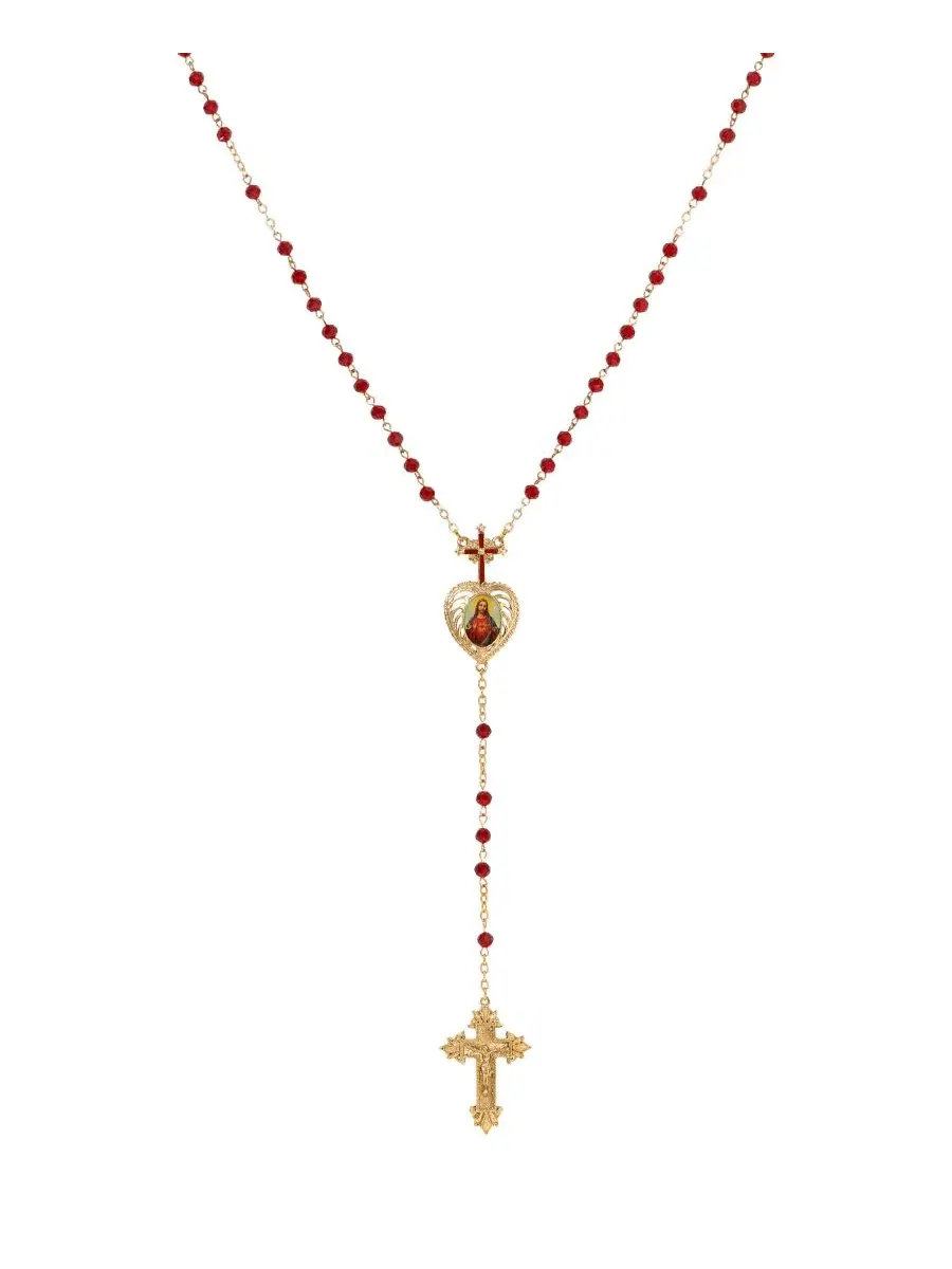 Четки с наклейкой в виде Иисуса из сиамских бусин золотистого цвета Symbols Of Faith — изображение 1 из 3, оттенок красный